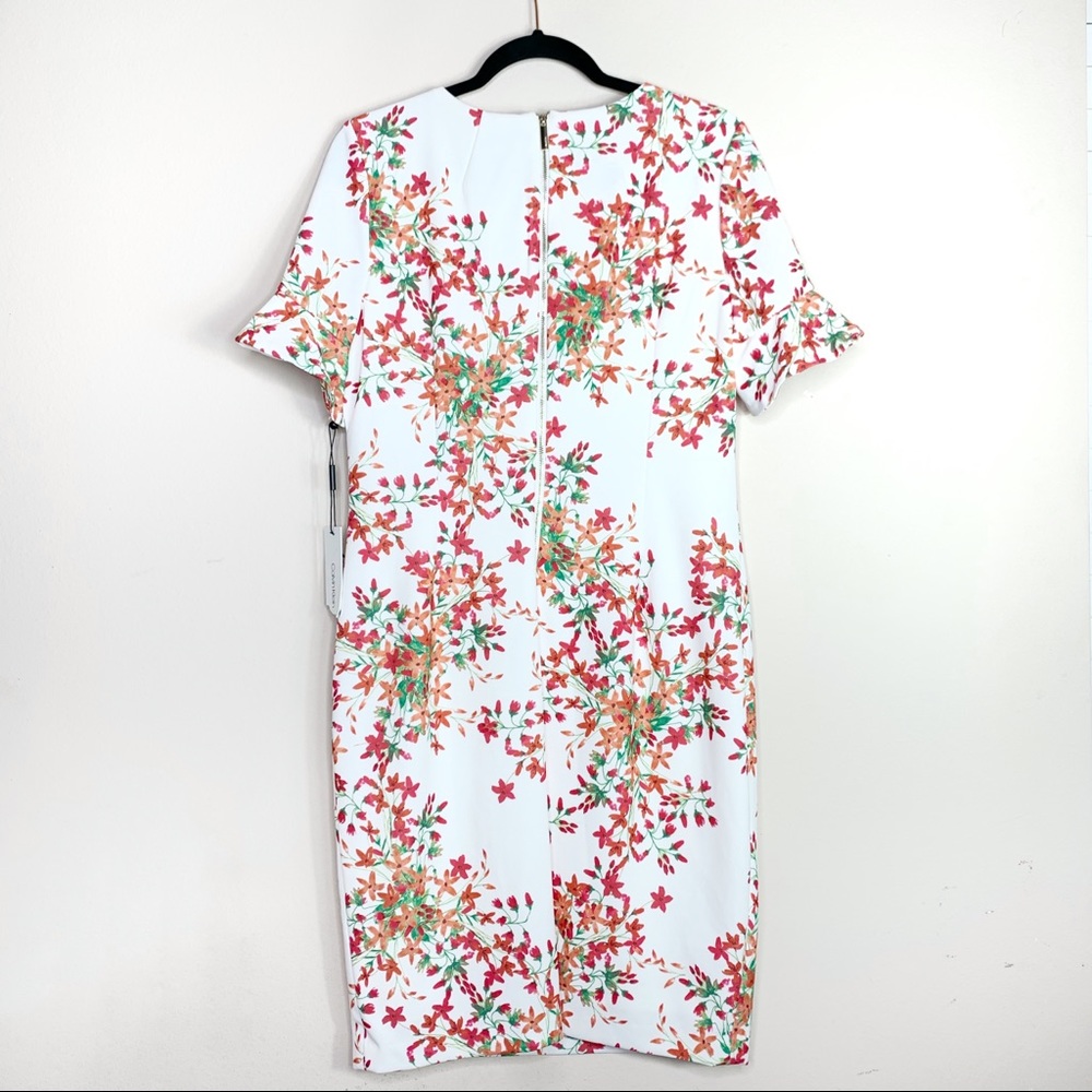 Calvin Klein White & Red Floral Sheath Dress NWT - Picture 5 of 13